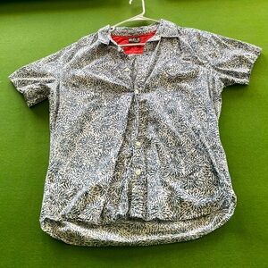 O’Neill short sleeve button down shirt white blue gray Size Large